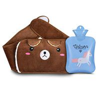 Hot Water Bottle, Warm Water Bag Rubber Hot Water Pouch with Soft Plush Hand Waist Warmer Cover, Cute Unicorn Hot Water Bag for Pain Relief from Arthritis, Headaches, Hot and Cold Therapy