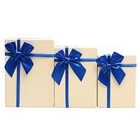 Drasawee Gift Boxes with Lids 3 Assorted Sizes Beige Cover Blue Botton