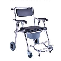 Zhong Foldable Toilet Stool, Wheeled Toilet Chair, Old Man Toilet, Wheelchair, Bathing Chair, Mobile Toilet Chair - Black