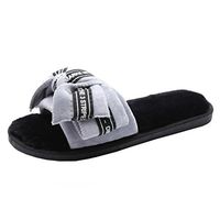 GBSELL Fashion Women Bow Tie Lettter Print Flat Slipper Sandals Home Shoes (8.5, Gray)