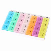 Weekly Pill Organizer, BPA-Free Small and Portable Travel Pill Box(7-Day / 4-Times-A-Day) with Moisture-Proof Design and Large Compartments to Hold Vitamins, Supplements and Medication