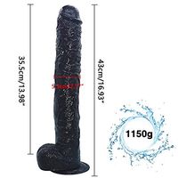 Stkuoo The Most Exciting Long Dî'ldɔ Toy, Double Density Super Soft PVC Waterproof Toy T-Shirt (Black)