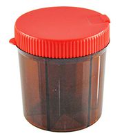HOME-X 6-Section Pill/Vitamin Dispenser, Medicine Organizer, Dark Plastic, Sunlight Damage Protection-4” x 4” (Red Lid)