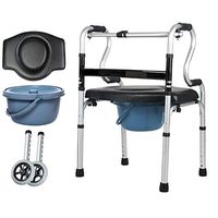 XingKunBMshop Old Man Folding Walking Frame Folding Walker and Toilet Disabled Walker + Waterproof Soft Seat + Pulley/No Pulley Folding Mobility Walking aid Home (Size : B)