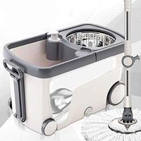 DWLXSH Mop 360° Rotating Magic Spin and Dry mop Bucket Set with 4 mop Head and a Nylon Scrubber Brush