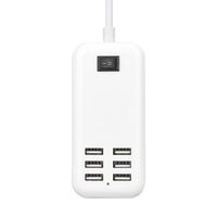 Mkcether Slim Power Strip with 6 USB Ports Outlets, 15W 3A Multiple Wall USB Charger with Circuit Breaker Protection Smart Adapter Tablet Charging for Travels,Home,Office, and More