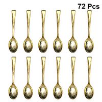 UPKOCH 72PCS Plastic Mini Spoons Disposable Cute Cake Spoons Ice-cream Spoons Plastic Desserts Spoons Party Cutlery for Home Shop (Golden)