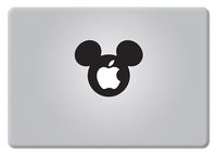 Mickey Mouse Ears for MacBook Laptop Vinyl Decal Sticker (Black, Glowing Apple)