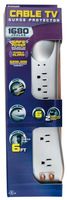 Prime PB003110 Cable TV 6-Outlet 1680-Joule Surge Protector 6-FootCord Auto-Shutdown SnugPlug 2-Transformer-Spaced Outlets Cord Management