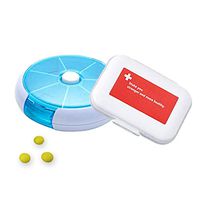 Taktik Portable Pill Organizer 7 Day Pill Box and 8 Compartment Airtight Container Travel Pill Case 2 Pack