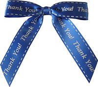 BAYWIND LTD; 4" - Thank You!- Twist Tie Bows- 50pc (Royal Blue)