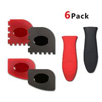Cast Iron Cleaner Scrubber Tools,Durable Plastic Pan Scrapers with Silicone Hot Handle Holder + Pan Scraper + Grill Scraper(6 Pack)
