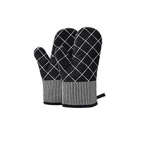 Yjdr Kitchen Heat Resistant Gloves Silicone Heat Insulation Silicone Oven Gloves Cooking Mitts for Grilling Cooking Microwave BBQ Baking, with Soft Inner Lining (Color : Black)