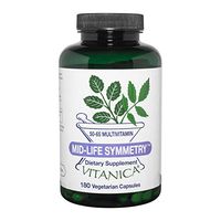 Vitanica - Mid-life Symmetry, 50-65 High Potency Daily Multivitamin and Mineral, Vegan, 180 Capsules