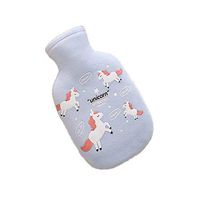 Blue Cute Cartoon Hot Water Bottle with Soft Flannel Cover Portable 20 * 11cm
