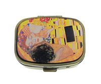 Value Arts Gustav Klimt The Kiss Pill Box, Brass and Glass, 2.25 Inches Long