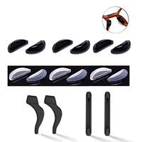 6 Pair Airbag Eyeglasses Nose Pads - Soft Silicone Air Chamber Eyeglass Nose Pads with Glasses Ear Hook and Glasses Temple Tips (Black & Clear)