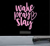 JS Artworks Wake Pray Slay Vinyl Decal Sticker (Soft Pink)