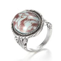 YouCY Flower Turquoise Ring Turquoise Gemstone Floral Ring Anniversary Wedding Engagement Ring Jewelry Gift(Size 6-10),Size 7