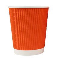 8 oz Colorful Paper Milkshake Cups - Premium Disposable Orange Ripple Cold Drink Cups - Frozen Dessert Supplies - 50 Count