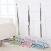 Broom and Dustpan Broom Set Scratch plastic broom padded soft hair household broom broom combination Long Handled Dustpan and Brush Set wisp broom (Color : Blue)