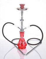 2 hose 21" Ahlah Red Hookah Shisha Nargila water glass vase pipes smoke sale