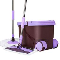 Stainless Steel Mop & Bucket System~Self-Wringing Mop With 2 Microfiber Mop Heads~Automatic Dehydration Double Drive No need to hand wash household wet and dry mop Rotate the mop