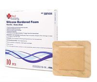 Medical Grade Premium MedSupply Silicone Bordered Foam Dressing. (4'' x 4'') Box of 10