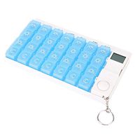 28-Segment Portable Travel Medicine Storage Box, Pill Box Reminder, Electronic Timing Kit, Storage for Vitamins, Supplements and Drugs(Blue)