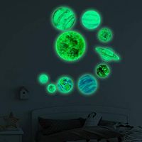 Xisheep Sticker 1, Glow in The Dark Round Planets Star PVC Stickers Kids Ceiling Wall Bedroom Garden Decor Home Decorations, for Home DIY Multicolor