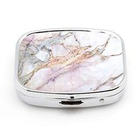 LINARTS Pill Case, Square Pill Box Compact Two Compartment Medicine Tablet Organizer for Purse Pocket Traveling - Ping Marble