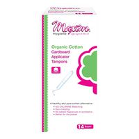 Maxim Organic Cotton Tampons, Cardboard Applicator, SUP, 14ct, No Chlorine/Dioxin/Chemical, FDA/ICEA Approved, Organic Natural Tampons, Biodegradable, Organic Tampons with Applicator, 1 Pack of 14