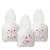 50pcs Cute Long Bunny Rabbit Ears Gift Bag Easter Candy Gift Set Plastic Party Favors Cookie Snack Birthday Decoration Kids Gift (2)