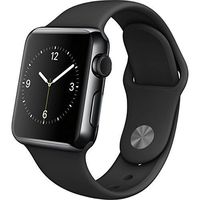 Apple - Apple Watch 42mm Space Black Stainless Steel Case - Black Sport Band (Renewed)
