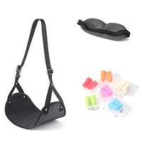 Traveler Foot Rest Included Eye Mask and Earplugs, Portable and Adjustable Foot Hammock in Flying,Made by Premium Memory Foam - Travel Accessory for Office Home Train Bus