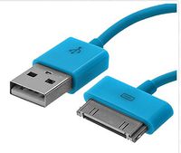 30 Pin to USB 3ft Flat Tangle Free Data Sync and Charge Cable for Ipod, Iphone, Ipad, Blue