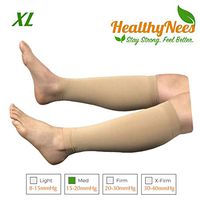 HealthyNees Shin 15-20 mmHg Med Compression Fatigue Support Extra Wide Calf Plus Tall Leg Big Calves Sleeve (Beige, XL)