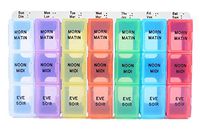 3 Times a Day Color Coded Weekly Medication Planner with Tray - Each Day is Different Color in The Easy to Use Pill Organizer - Morning, Noon, and Evening (3 Times a Day)