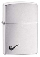 Zippo Lighter Pipe Brushed Chrome Design , Brushed Chrome Black Pipe , One Size