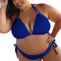 Women's Plus Bikini Swimsuits, Women's Plus Size High Waist Bandage Bikini Sets Chic Swimsuit Retro Bathing Suit（Blue，XXXXL）