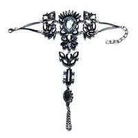 Meolin Rhinestones Gem Flower Pendant Anklet Chain Ankle Barefoot Sandals Foot Jewelry,black,.