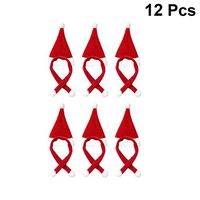 Holibanna 12pcs Mini Santa Hat Christmas Scarf for Wine Bottle Christmas Gift Doll Holiday Decor