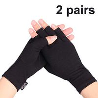 Compression Arthritis Gloves, 2 Pairs Open Finger Hand Gloves for Women Men, Fingerless Design to Relieve Pain from Rheumatoid and Osteoarthritis(Pure Black, Small)