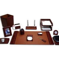 Dacasso Leather 16-Piece Desk Set, Mocha (D3041)