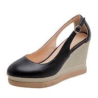 Inverlee Summer Womens Flats Pumps Wedge Buckle Pointed Toe Non-Slip Casual Single Shoe Sandals Black