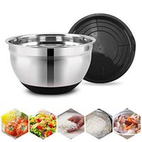 WWSHM 18cm/20cm/24cm Diameter Anti-scald With Lid Non-Slip Stainless Steel Kitchen Utensil Bowl For Salad Bread Pastries Cake Bowl (Diameter : 24cm)