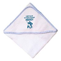 I Lost All Of My Teeth Playing Hockey Boys-Girls Cotton Baby Hooded Towel - Blue, One Size