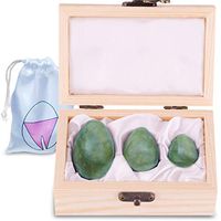 Genuine Jade Yoni Eggs for Women Set of 3 | Vaginal Tightener | Bladder Control | Kegel Balls for Strengthening Pelvic Floor (Hellu Jade - Green with Spots)