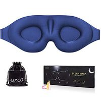 MZOO Sleep Eye Mask for Men Women, 3D Contoured Cup Sleeping Mask & Blindfold with Ear Plug, Concave Molded Night Sleep Mask, Block Out Light, Soft Comfort Eye Shade Cover for Travel Yoga Nap, Blue
