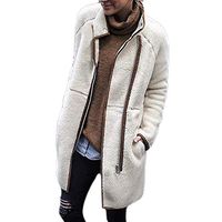 Fashion Women Turtleneck Zipper Buttons Pocket Solid Long Coat (L, Beige)